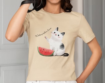 Summer Cat, Unisex Graphic T-Shirt, Watermelon Cat, Cute Cat Shirt, Gift for Fans