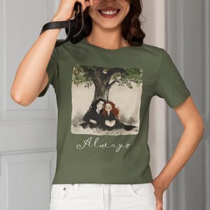 Literary Love Graphic Tee | Bookish Romance Shirt Military Green