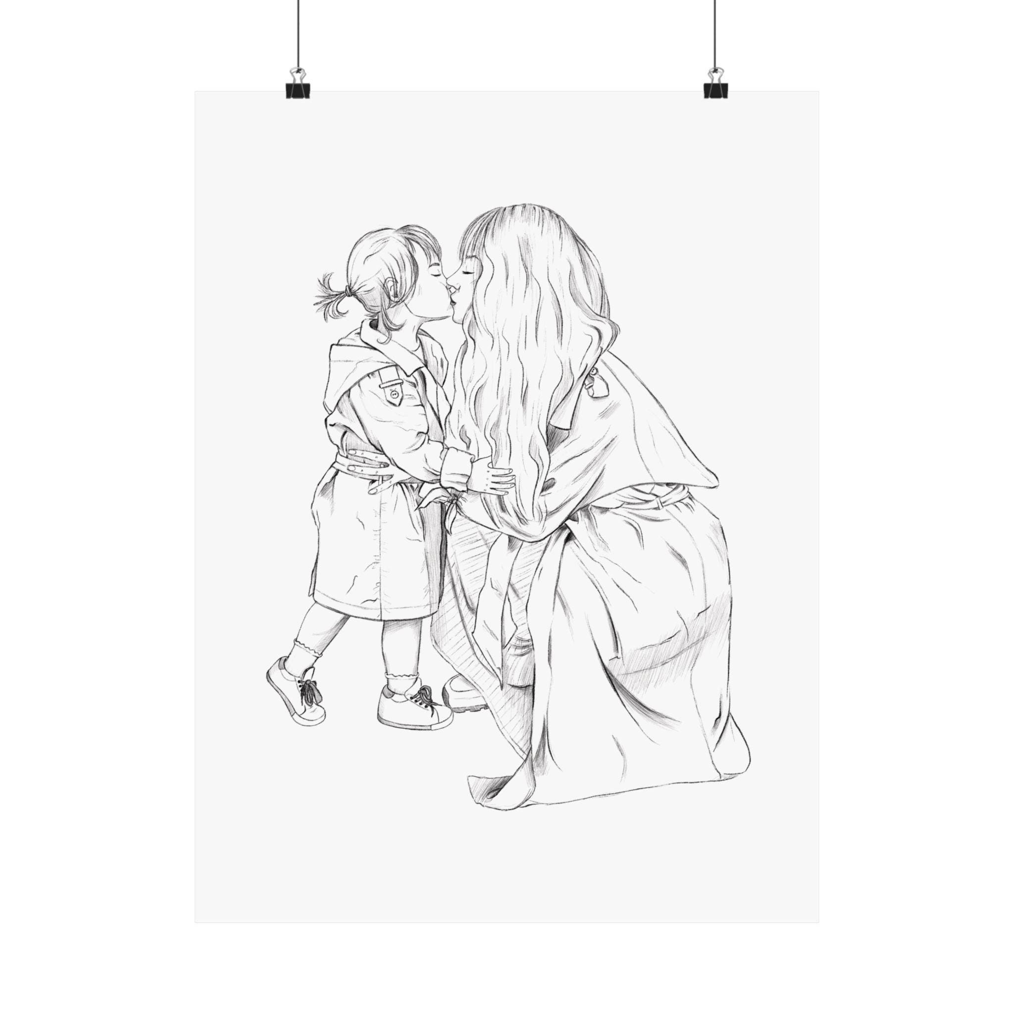 Mother Daughter Line Art Print | Minimalist Nursery Wall Art | Gift for ...