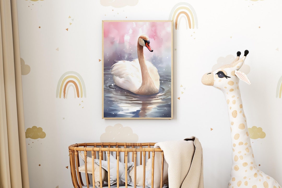 Digital Print | Watercolor Swan Poster | Digital Art | Nursery Wall ...