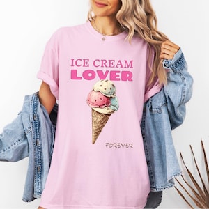 Comfort Colors Ice Cream Lover Shirt - Retro Ice Cream Cone Tee, Funny Foodie Shirt, Summer Aesthetic T-Shirt, Soft Vintage Style Tee