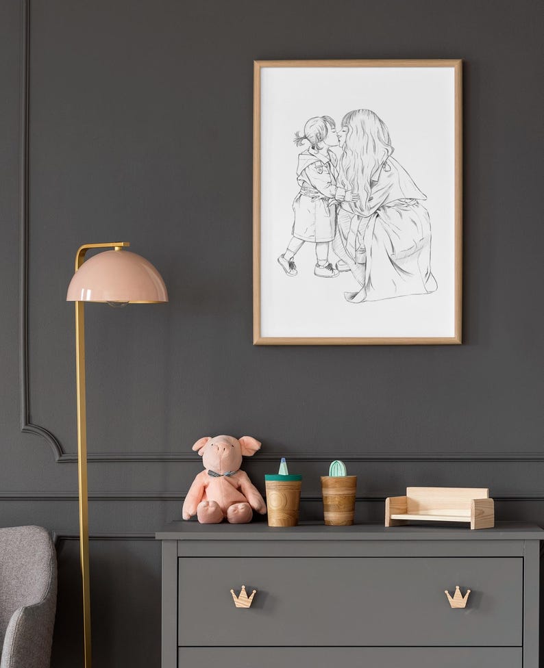Mother Daughter Line Art Print | Minimalist Nursery Wall Art | Gift for ...