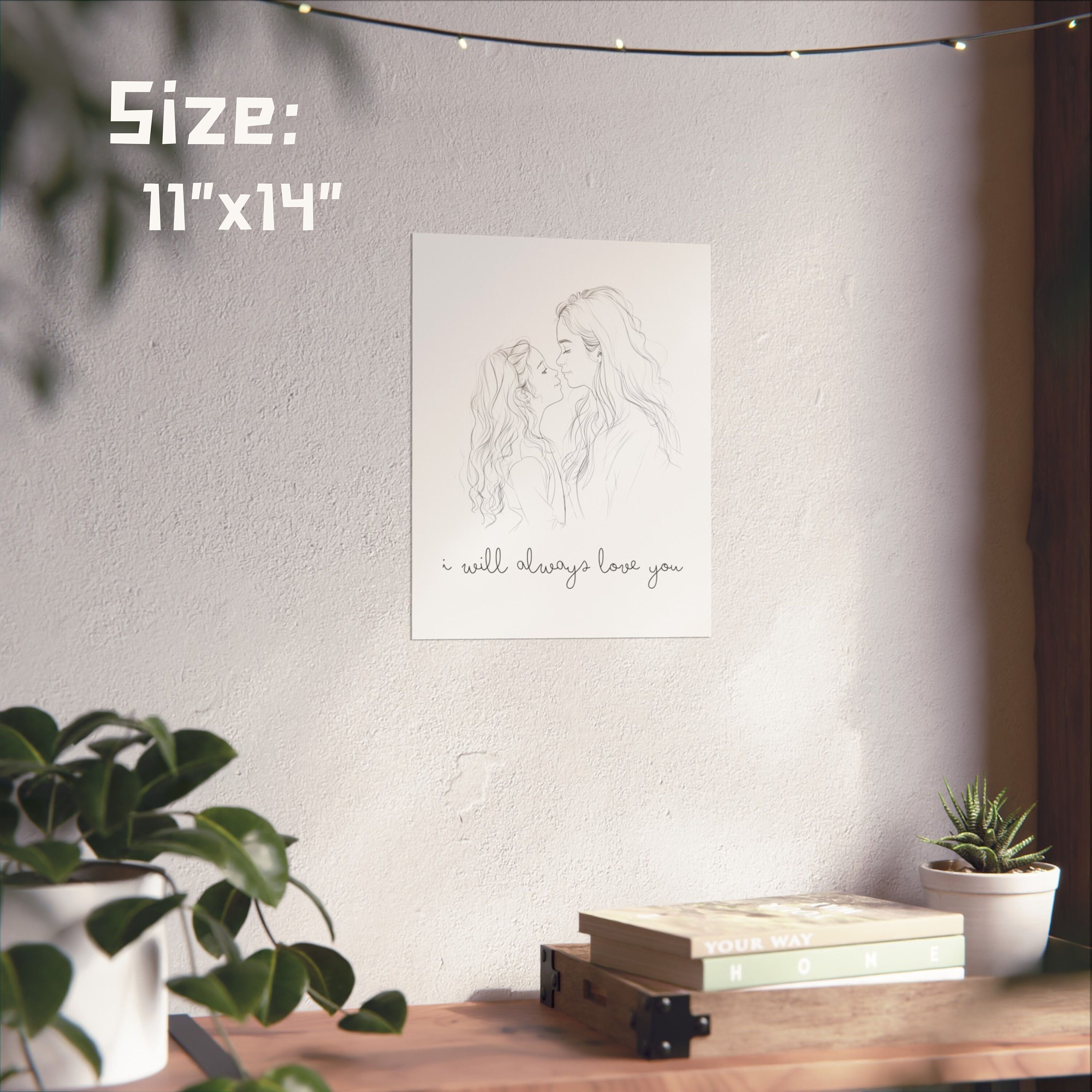 Mother Daughter Wall Art Print | I Will Always Love You | Minimalist ...