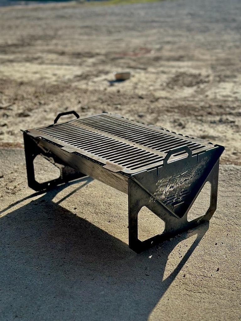 Grill De Table Pliant En Acier - Surface De Cuisson 40x24 Cm - Pour Camping, Barbecue