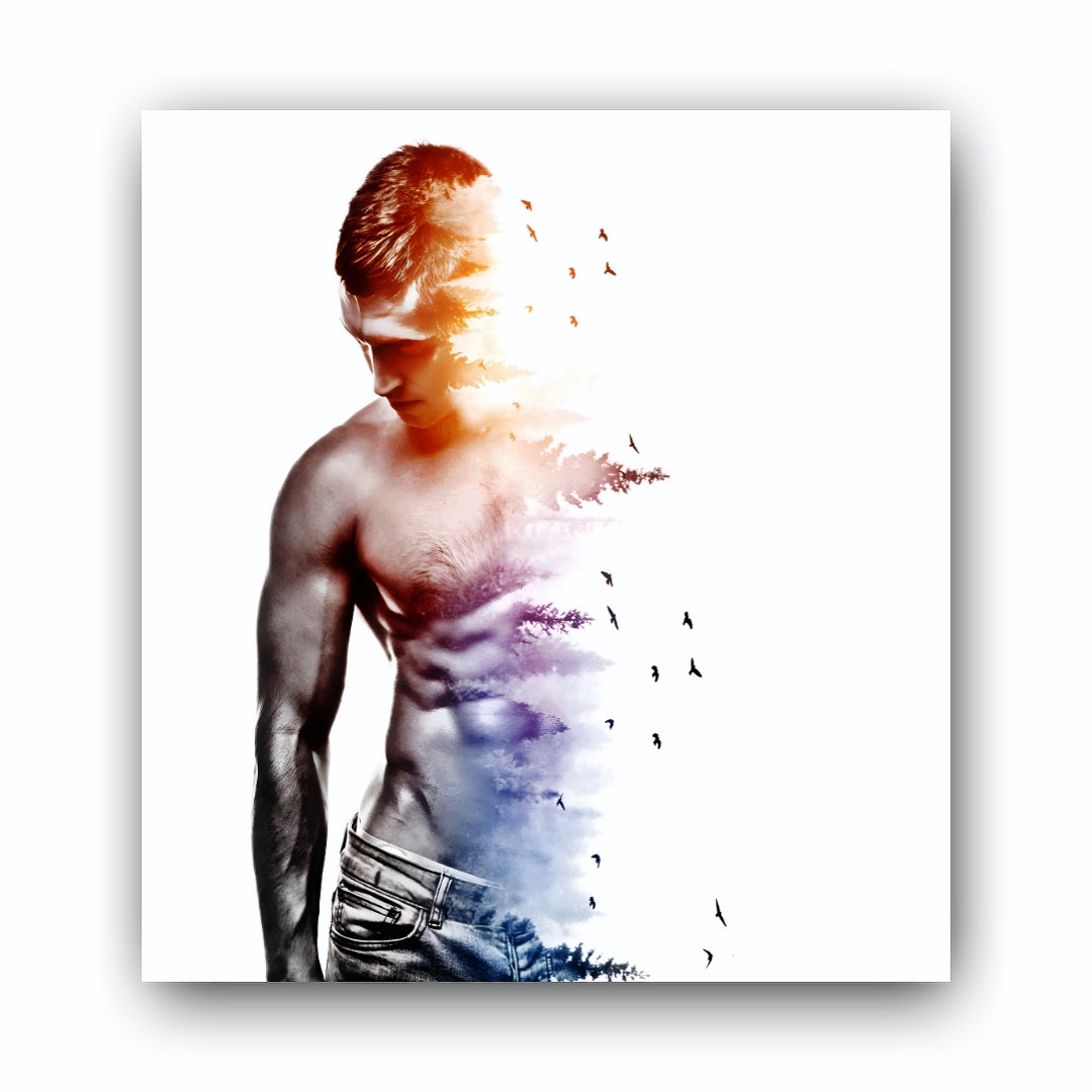 Double Exposure Male Beauty Digital Print Masculine Design Original ...