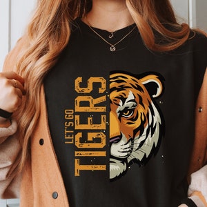 Graphic Let's Go Tigers Shirt Tiger Fan Tee Comfort Colors Tiger Team Shirt