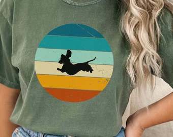 Comfort Colors Happy Dachshund Shirt Retro Dog Shirt Graphic Tee