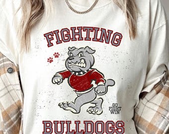 Vintage Fighting Bulldogs Shirt, Comfort Colors, Customizable, Go Bulldogs, Bulldogs Football, Bulldogs Mascot, Bulldogs Shirt, Go Dawgs