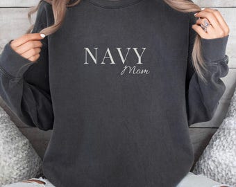 Navy Mom Comfort Colors Sweatshirt Classic Nautical Military Mom Crewneck Proud Navy Mom Gift Minimal Coastal Style