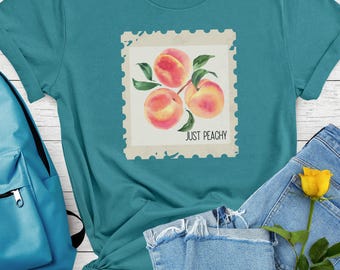 Just Peachy Vintage Stamp T-Shirt, Retro Tee, Graphic Shirt, Casual Wear, Unisex T-shirt, Gift for Him, Creative Apparel