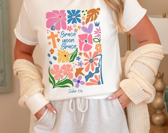 Grace Upon Grace Shirt John 1:16 Bible Verse Christian Tee Comfort Colors Scripture Shirt Faith Shirt Gift for Believers