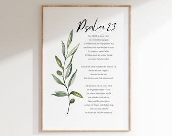 Psalm 23 Deutsch / German, Christliches Poster, Der Herr ist mein Hirte, Bibelvers, Christliches Geschenk, Bibelspruch, Wandbild, Bild, Deko