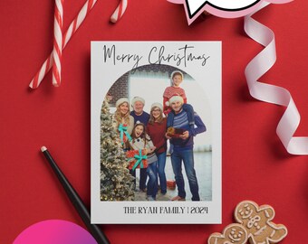 Minimalist Photo Christmas Card Template, Editable on Canva (Digital Download)