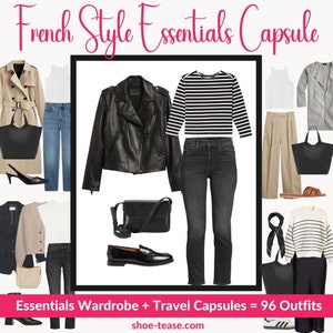 Minimalist French Capsule Wardrobe Planner for Women | 22 French Style Essentials + 15 Shoes/Accessories | 96 Pre-Styled Outfits