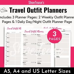 Reisoutfitplanner | Dagelijkse outfitplanner | Wekelijkse outfitplanner | Vakantie-outfitplanner | Vakantie-outfitplanner | Reisplanner pdf