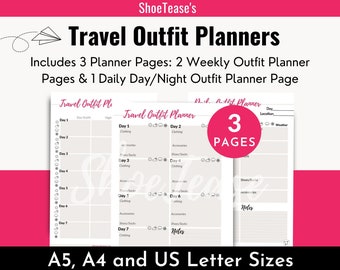 Travel Outfit Planner | Daily Outfit Planner | Weekly Outfit Planner | Holiday Outfit Planner | Vacation Outfit Planner | Travel Planner PDF