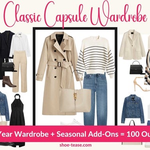 4 Season All Year Classic Capsule Wardrobe Planner for Women Core Wardrobe Summer & Winter Add-On Items 100 Pre-Styled Outfits image 1