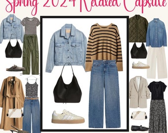 Spring 2024 Modern Relaxed Capsule Wardrobe with links, Spring Wardrobe Checklist, Outfit Planners + 84 Pre-Styled Outfits for Women