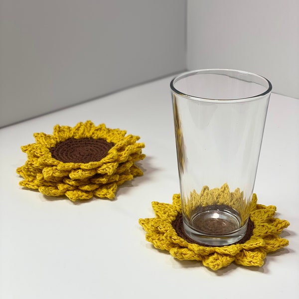 Sunflower Crochet Coaster