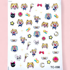 Anime Meme & Expression Nail Stickers | Kawaii Magical Girl Serena Faces | Funny Anime Nail Decals | Crying, Laughing, Cute 5D Nail Art Gift
