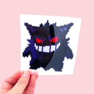 8Bit Gengar Vinyl Car Decal – Premium Quality Retro Sticker | Large Sprite Pixel Art Monster for Cars, Laptops, Windows | Anime Gamer Gift