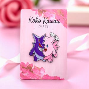 Épinglette d&#39;Halloween Gengar Clefable | Épinglette de monstre d&#39;anime kawaii mignon pour les joueurs et les collectionneurs | Accessoire cadeau hanté effrayant pour les fans