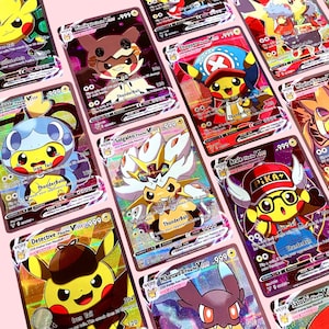 Cosplay Pikachu Proxy Cards – Full Art Holographic Fan-Made Cards | Anime Display Gift for Card Collectors (Not TCG), Binder Fillers