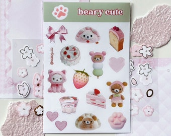 Beary Cute Sticker Sheet- Rilakkuma,Kawaii Bears, Cute Stickers, Kpop Stickers, Bullet Journal Stickers, Deco Stickers, Japanese Stationary