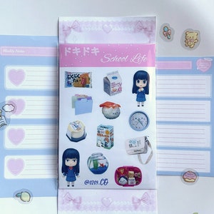 Y2K Anime Sticker Sheet- School Life, Cute Stickers, Anime Stickers, Bullet Journal Stickers, Deco Stickers, Japanese Stationary, Photocard
