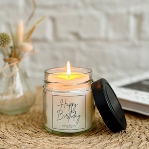 Candle in a glass | “Happy Birthday” | Gift for girlfriends as a souvenir, party celebration or birthday Candle jar