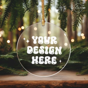 Ornament Mockup, Acrylic Round Clear Ornament Mockups, Stock Photo, Christmas Ornament Mock Up, Glass Ornament Mockup, JPEG, PNG