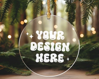 Ornament Mockup, Acrylic Round Clear Ornament Mockups, Stock Photo, Christmas Ornament Mock Up, Glass Ornament Mockup, JPEG, PNG