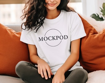 White Bella Canvas 3001 Mockup | Tshirt Mockup, Womens Tee Mock, White T-Shirt Mockup, White Tshirt mockup, Bella Canvas Shirt, Fall Mockup