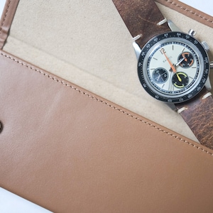 Full Grain Calfskin Leather Watch Sleeve: Travel Watch Pouch