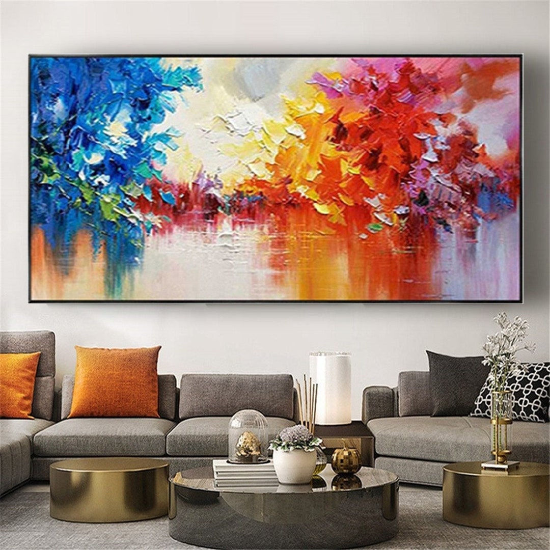 Colorful Abstract Canvas Oil Painting, Landscape Canvas, Abstract Art