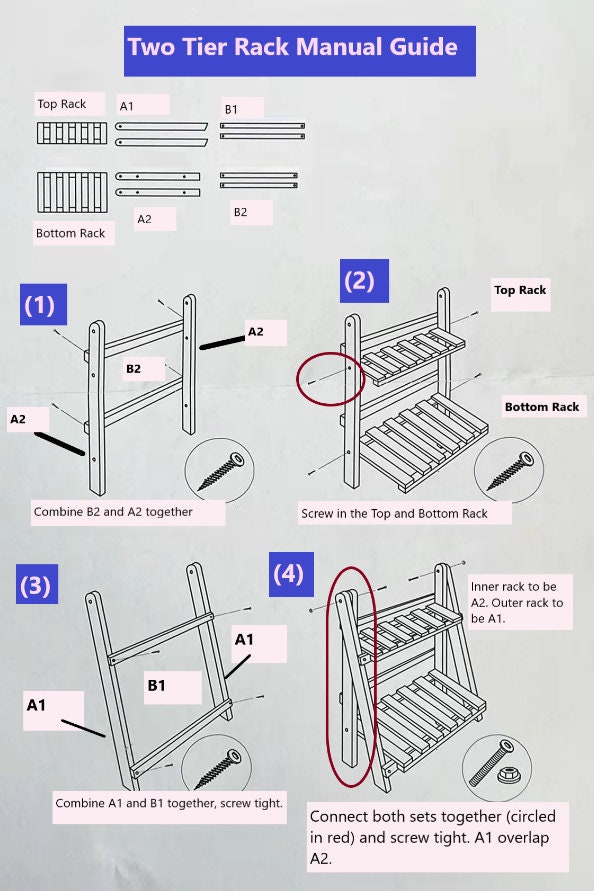 Wooden Table Rack Two Tier Desk Shelf Wood Bookrack Etsy