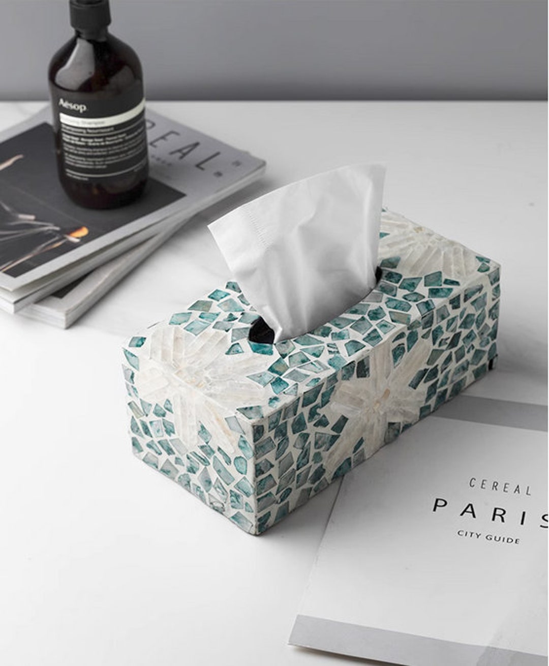 Shell MDF Design Tissue Box Cover White Shell Tissue Box - Etsy