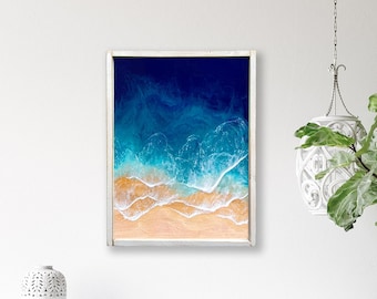 Resin Wave Ocean Wall Art, Framed Epoxy Resin Waves