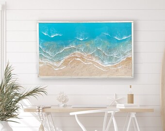 Framed Ocean Wall Art, Epoxy Resin Wave Art