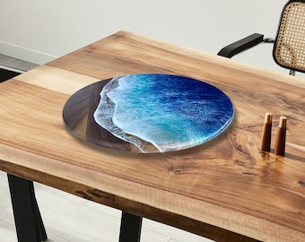 Lazy Susan with Resin Waves