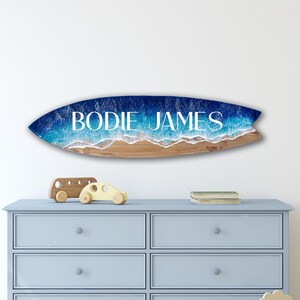 Resin Surfboard Wall Art: Personalized Baby Name Decor