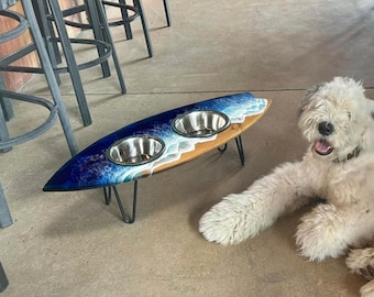 Resin Wave Surfboard Dog Bowl - Etsy