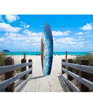 6&#39; Ocean Surfboard with blue waves, surfboard wall art
