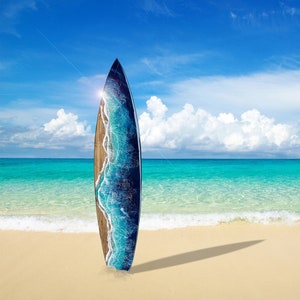 6&#39; Ocean Surfboard with resin waves, surfboard wall art
