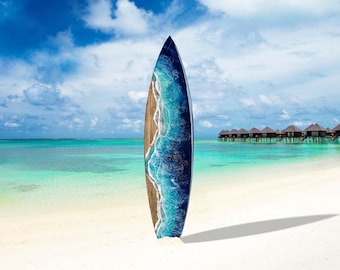 Resin wave surfboard, surfboard wall art