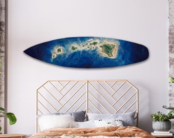 Hawaii Surfboard With Resin Waves, Surfboard Wall Art - Etsy