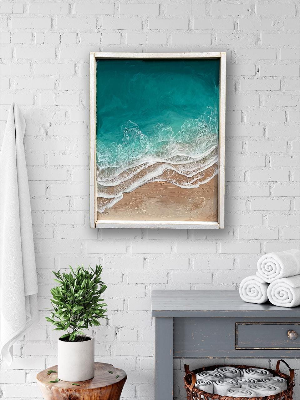Framed Epoxy Resin Ocean Wave Wall Art: Coastal Decor - Etsy