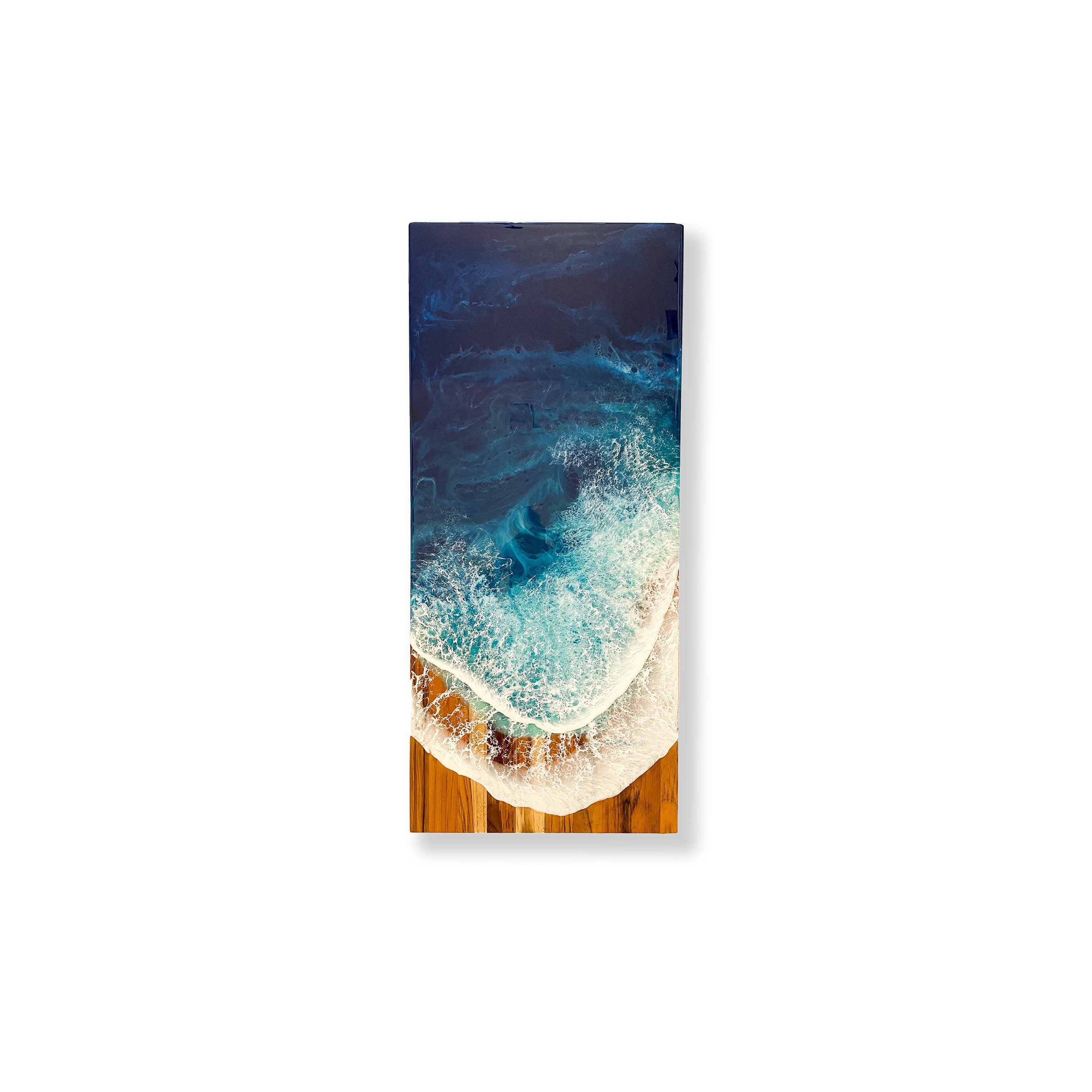 Teak Wall Art With Ocean Waves, Epoxy Resin Wave Art - Etsy