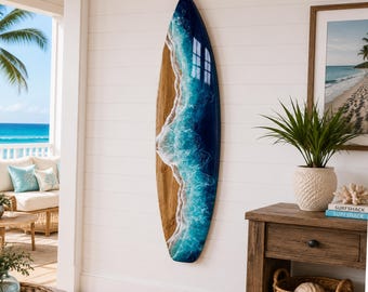 Resin Surfboard with waterfall edge, Surfboard wall art
