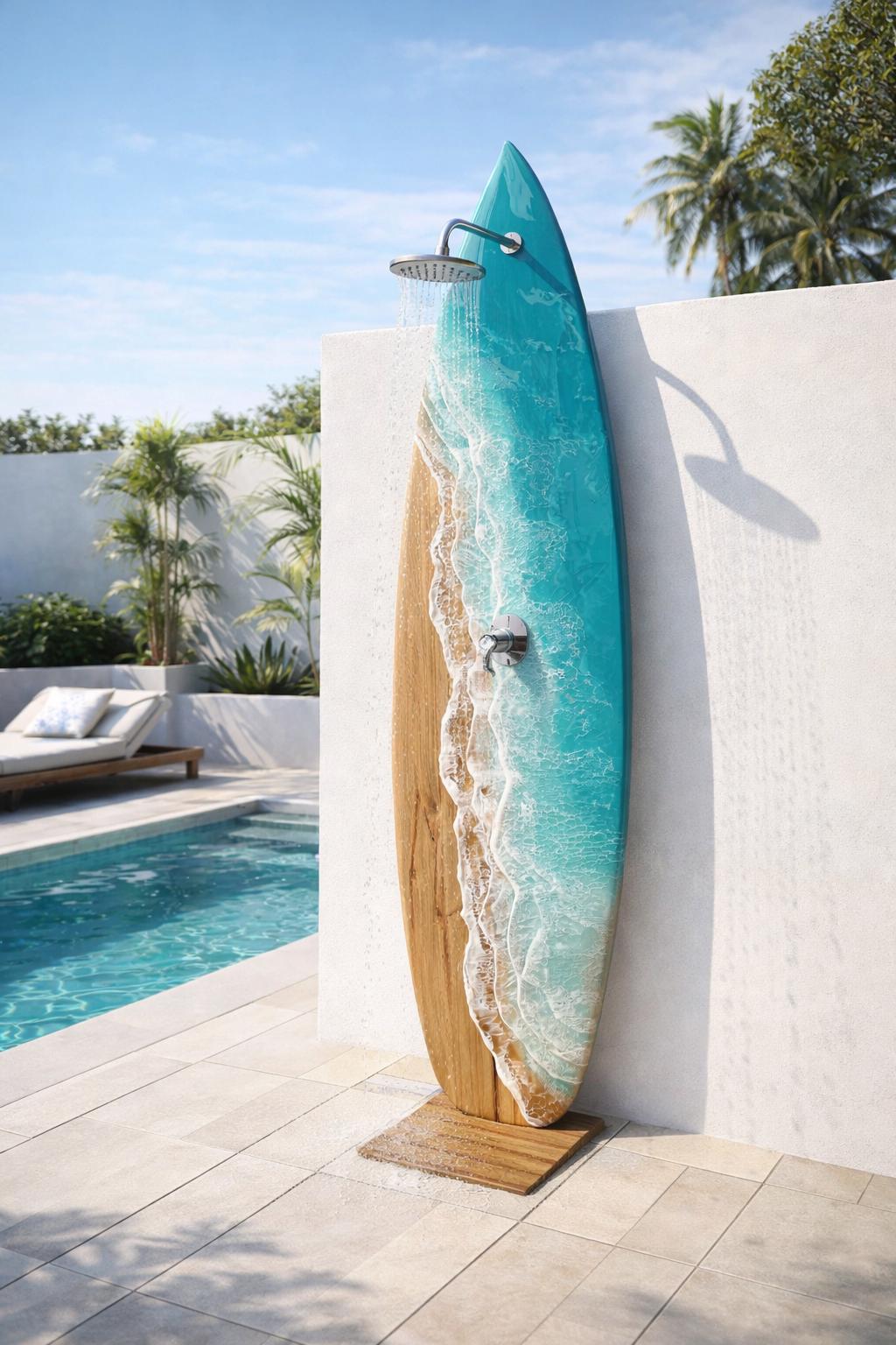 Resin Wave Surfboard, Outdoor Shower Surfboard - Etsy